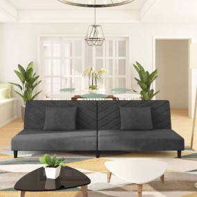 Sofa Bed Dark Gray Velvet (100% polyester), wood, plast...