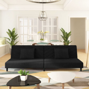 Sofa Bed Black Velvet (100% polyester), wood, plastic S...