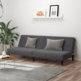 Sofa Bed Dark Grey Velvet, Wood 2-seater Convertible