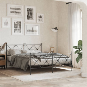 Bed Frame Black Steel King Bed Frame Rectangular Tradit...