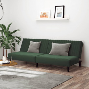 Sofa Bed Dark Green Velvet, Foam, Wood, Plastic Standar...