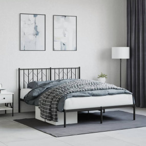 Bed Frame Black Powder-Coated Steel Double Bed Frame