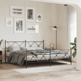 Bed Frame Black Steel 72x84 in Bed Frame Rectangular