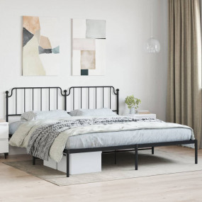 Bed Frame Black Powder-Coated Steel Double Bed Frame