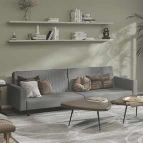 Sofa Bed Light grey Velvet (100% polyester), wood, plas...