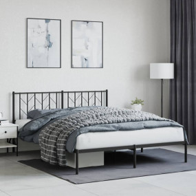 Bed Frame Black Powder-Coated Steel Queen Bed Frame Rec...