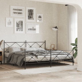 Bed Frame Black Steel 79 x 79 in Bed Frame Rectangular