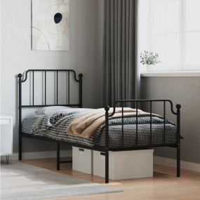 Bed Frame Black Steel Twin Bed Frame Rectangular Tradit...