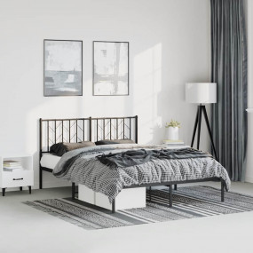Bed Frame Black Powder-Coated Steel Double Size Bed Fra...