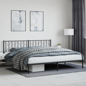 Bed Frame Black Powder-coated steel Full Bed Frame Rect...