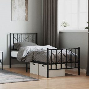 Bed Frame Black Powder-Coated Steel Small Single Bed Fr...