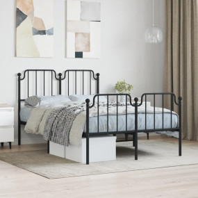 Bed Frame Black Steel Small Double Bed Frame Rectangula...