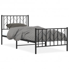 Bed Frame Black Powder-Coated Steel Twin Rectangular