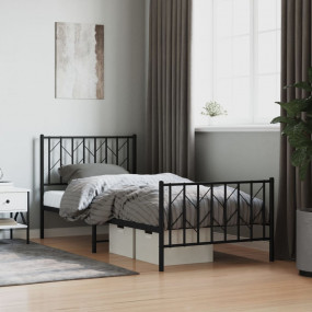 Bed Frame Black Powder-Coated Steel Single Bed Frame