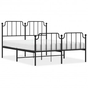 Bed Frame Black Powder-Coated Steel 53.1 x 74.8 in Bed ...