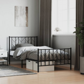 Bed Frame Black Powder-Coated Steel Single Bed Frame