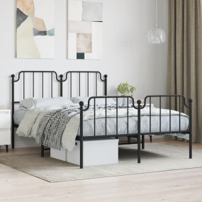 Bed Frame Black Powder-coated steel Full Bed Frame Rect...