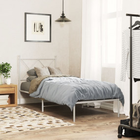 Bed Frame White Powder-coated steel Small Single Bed Fr...