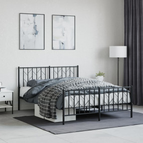 Bed Frame Black Powder-Coated Steel Double Bed Frame