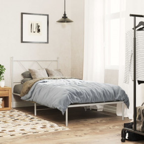 Bed Frame White Steel Single Bed Frame Rectangular Mode...