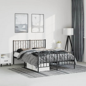 Bed Frame Black Powder-Coated Steel King Size Bed Frame