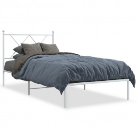 Bed Frame White Powder-Coated Steel Single Bed Frame
