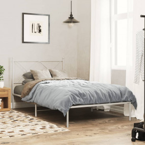 Bed Frame White Powder-coated Steel Twin Durable Bed Fr...