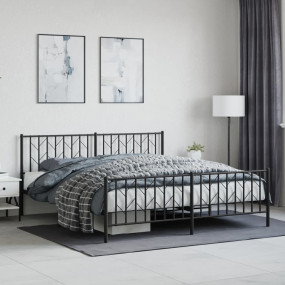 Bed Frame Black Powder-Coated Steel Super King Size Bed...