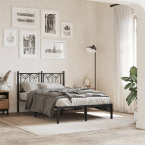 Bed Frame Black Steel Small Double Bed Frame Rectangula...