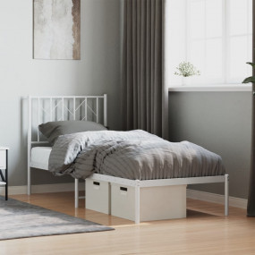 Bed Frame White Steel Small Single Bed Frame Rectangula...