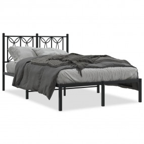 Bed Frame Black Steel 47.2x78.7 in Bed Frame Rectangula...
