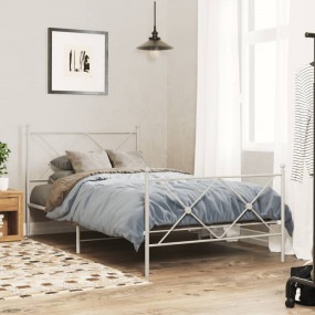 Bed Frame White Steel 39.4 x 74.8 in Bed Frame Rectangu...