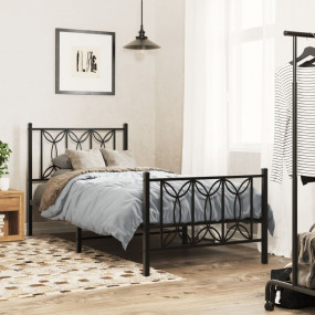 Bed Frame Black Steel Twin Bed Frame Rectangular Modern