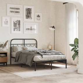 Bed Frame Black Steel Small Double Bed Frame Rectangula...