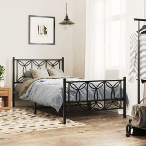 Bed Frame Black Steel Twin Bed Frame Rectangular Modern