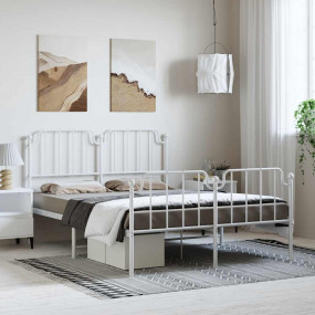 Bed Frame White Powder-coated steel King Size Bed Frame