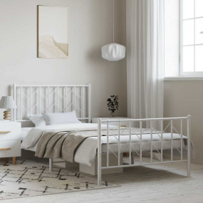 Bed Frame White Steel Single Bed Frame Rectangular Dura...
