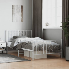 Bed Frame White Steel Twin Bed Frame Rectangular Modern