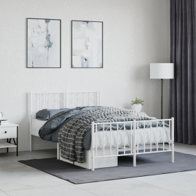 Bed Frame White Steel Small Double Bed Frame Rectangula...