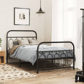 Bed Frame Black Steel Twin Metal Bed Frame Rectangular ...