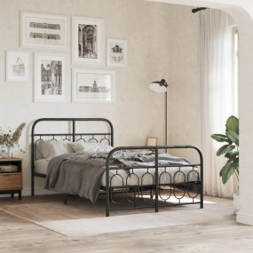 Bed Frame Black Steel Small Double Bed Frame Rectangula...