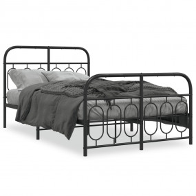 Bed Frame Black Steel Full Bed Frame Rectangular Modern
