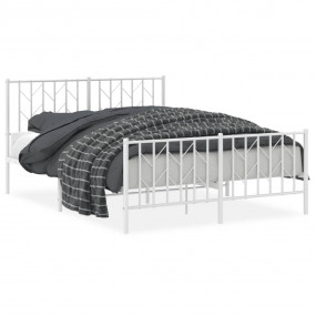 Bed Frame White Steel Full Bed Frame Rectangular Tradit...