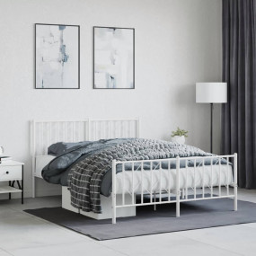 Bed Frame White Steel Double Bed Frame Rectangular