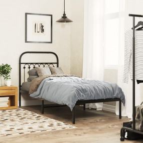 Bed Frame Black Steel Twin Bed Frame Rectangular Tradit...