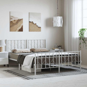 Bed Frame White Steel King Size Bed Frame Rectangular