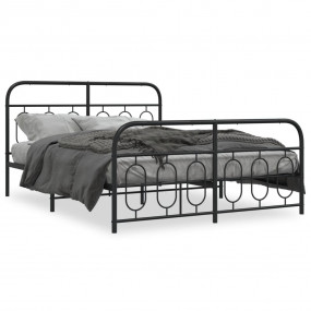 Bed Frame Black Steel Full Bed Frame Rectangular Modern