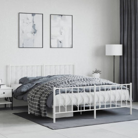 Bed Frame White Steel Double Bed Frame Rectangular