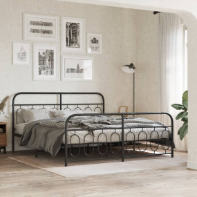 Bed Frame Black Steel 71x79 in Super King Bed Frame Rec...