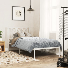 Bed Frame White Steel Single Bed Frame Rectangular Mode...